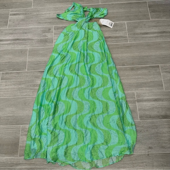 NWT | SUNDRESS Shana Crystal Beaded Dress in Amazonia Rhinestones Lime & Pool -L - Picture 3 of 4